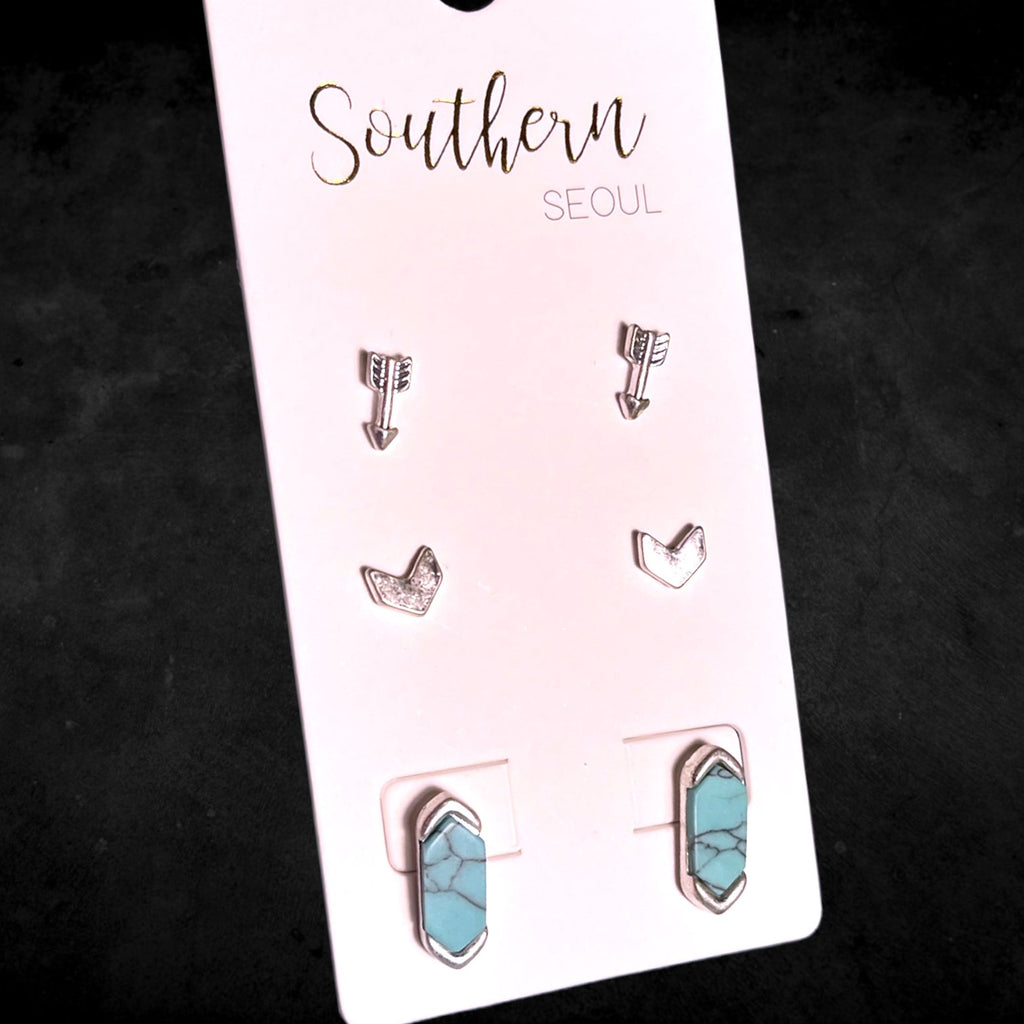 Turquoise Marble Earring Set - 260 Broadway Boutique