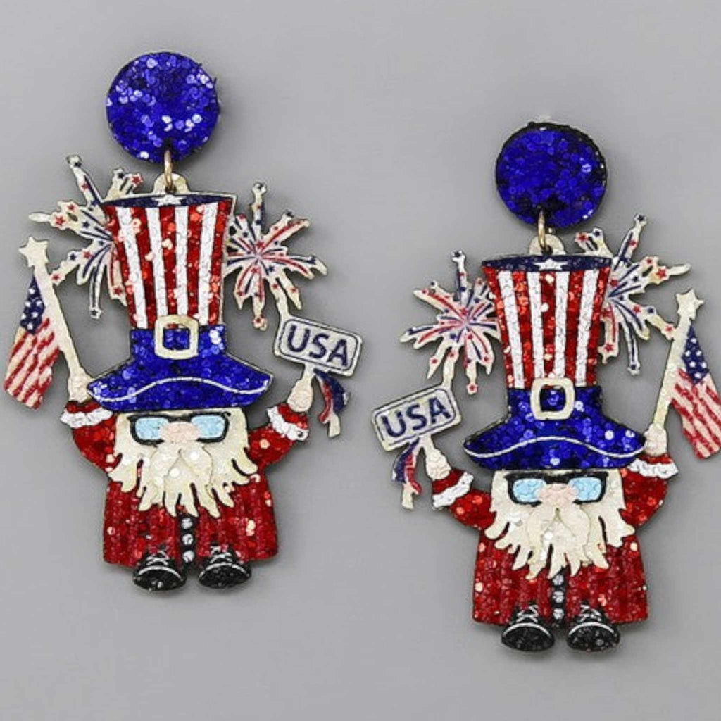 Uncle Sam's Glitter Earrings - 260 Broadway Boutique