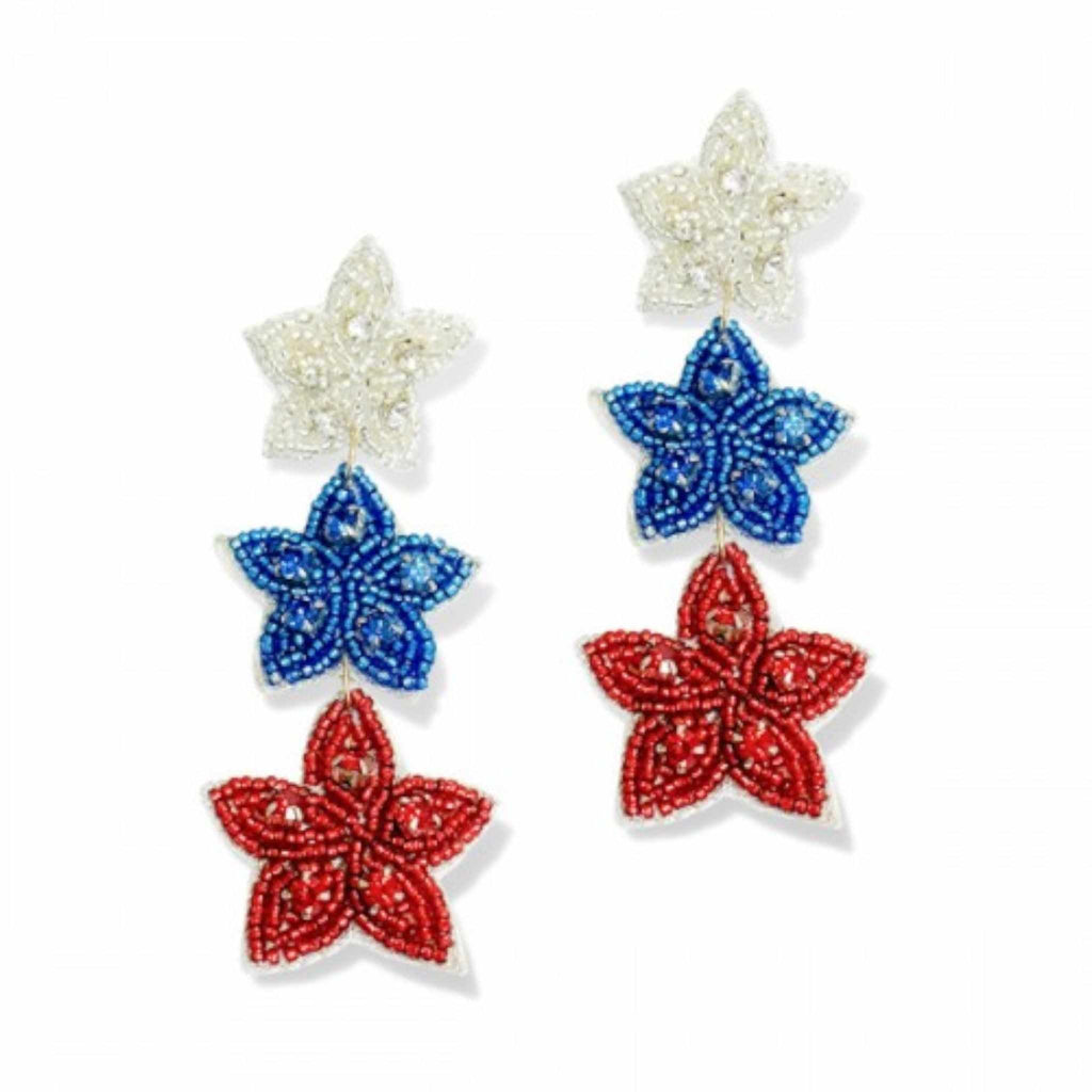 USA Beaded Star Earrings - 260 Broadway Boutique