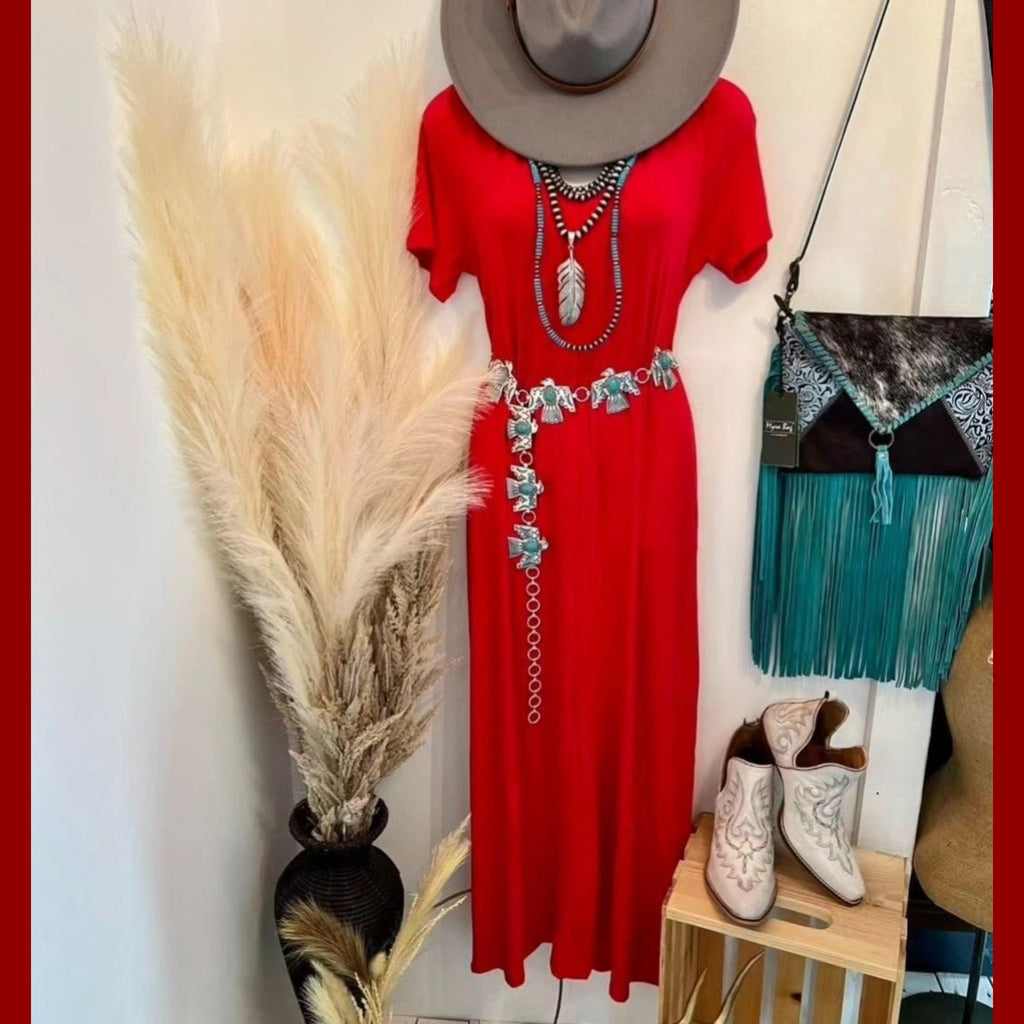 V - Neck Short Sleeve Maxi Dress (3 Colors) - 260 Broadway Boutique