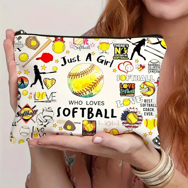 Vibrant Softball Chic Makeup Bag - 260 Broadway Boutique