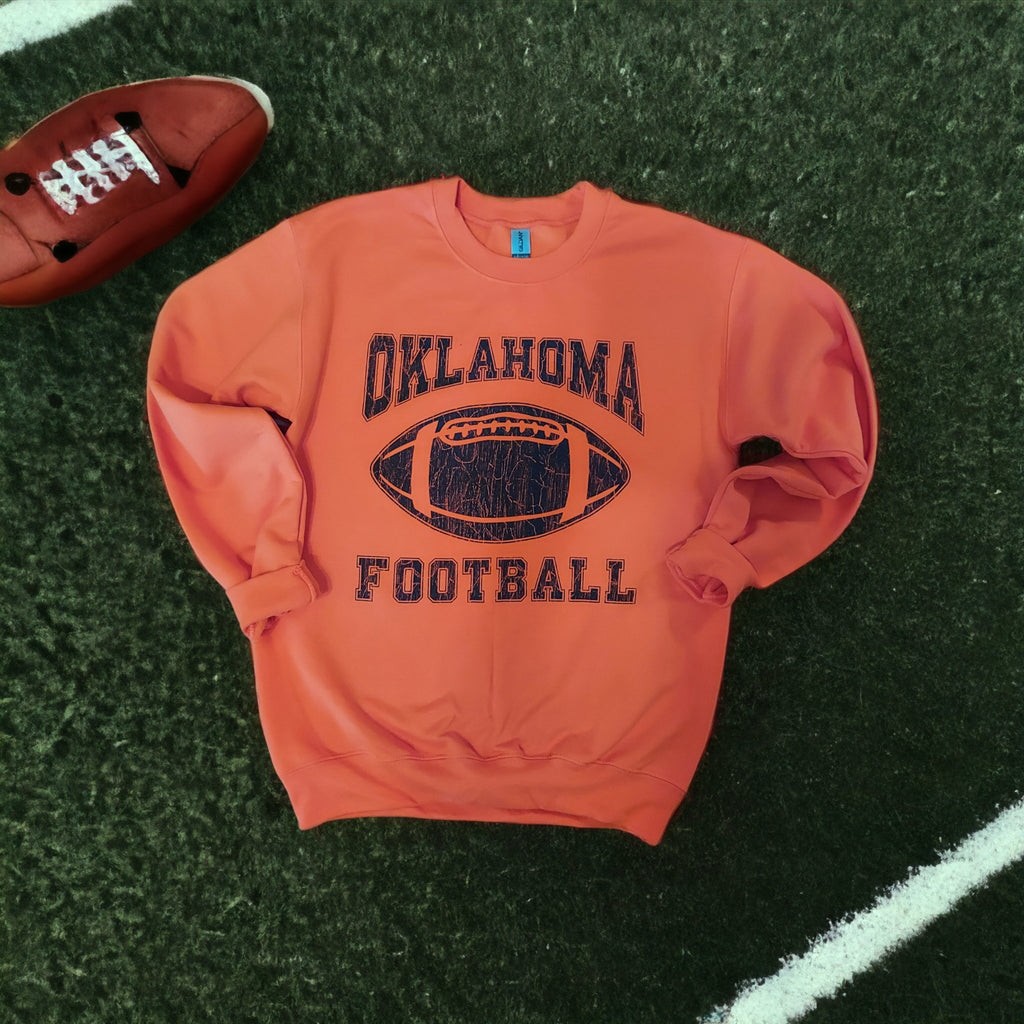 Vintage Style Oklahoma Football Crewneck (Orange) - 260 Broadway Boutique