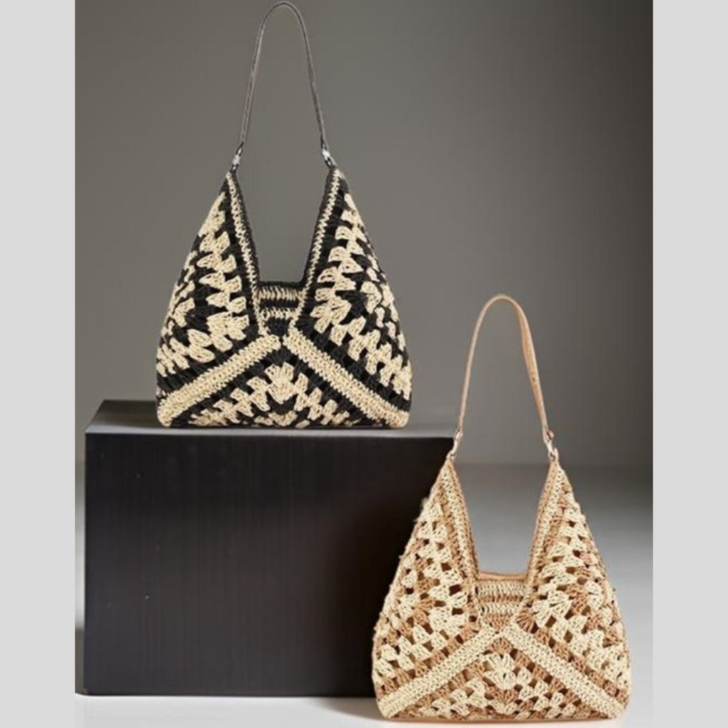 Vintage Woven Straw Crochet Shoulder Bag (2 Colors) - 260 Broadway Boutique