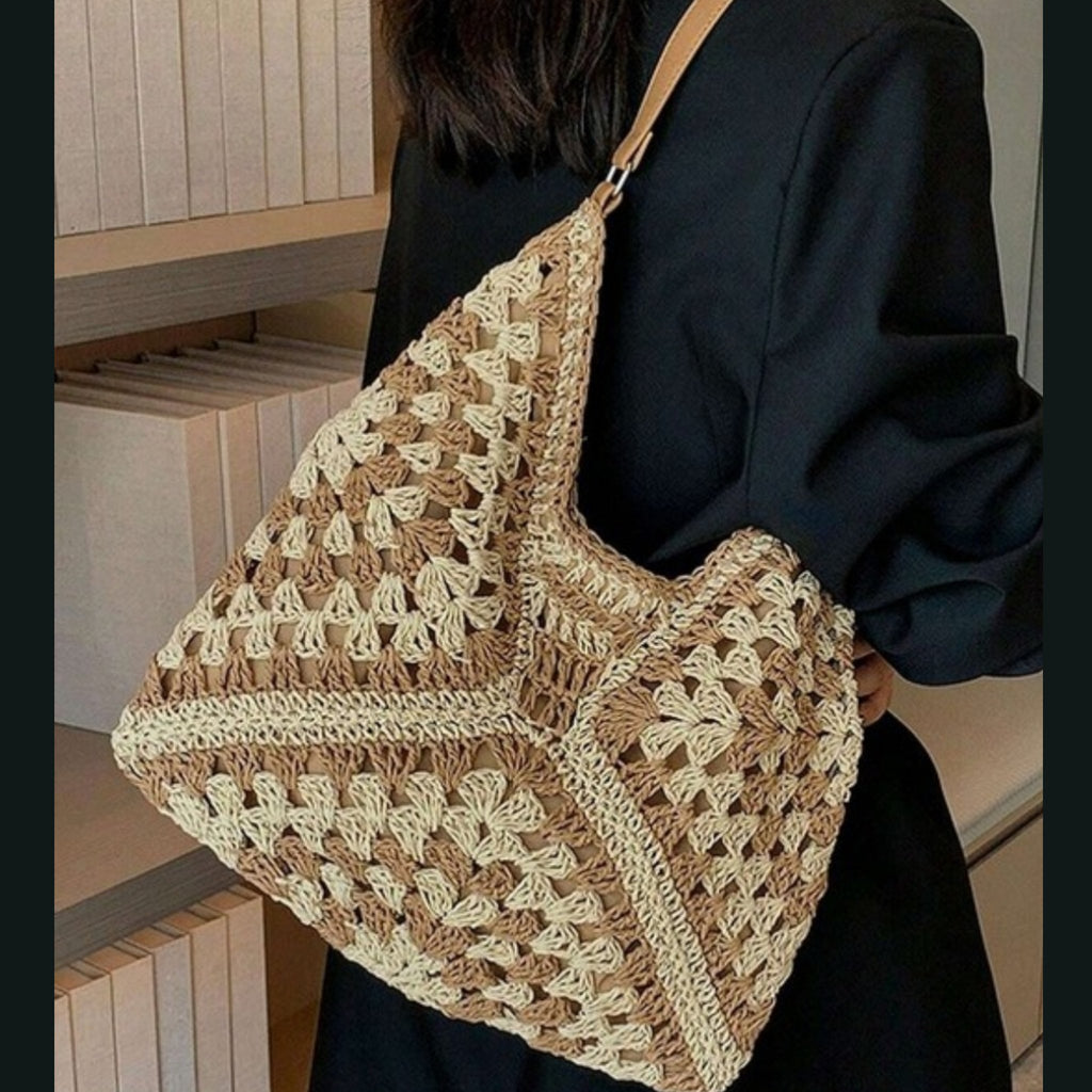 Vintage Woven Straw Crochet Shoulder Bag (2 Colors) - 260 Broadway Boutique
