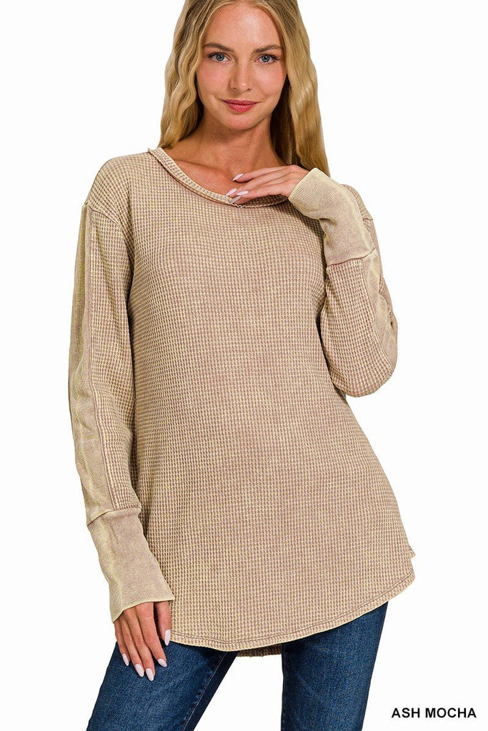 Waffle Long Sleeve Top (Multiple Colors) - 260 Broadway Boutique