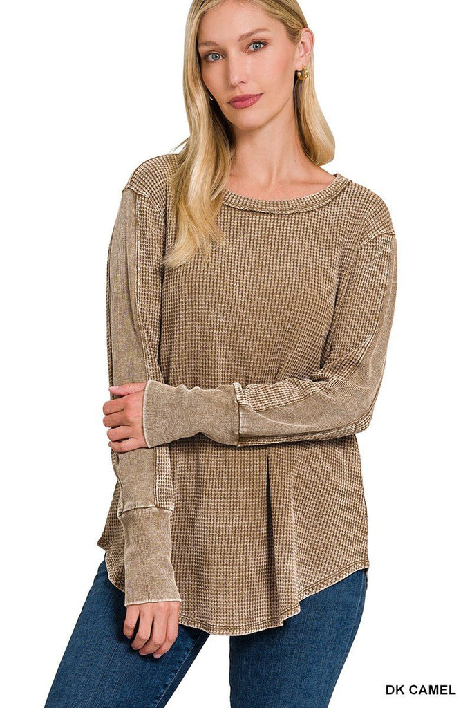 Waffle Long Sleeve Top (Multiple Colors) - 260 Broadway Boutique