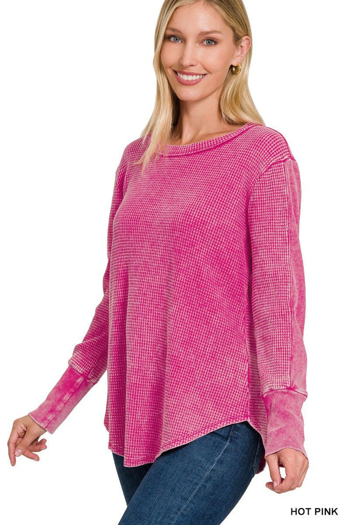 Waffle Long Sleeve Top (Multiple Colors) - 260 Broadway Boutique