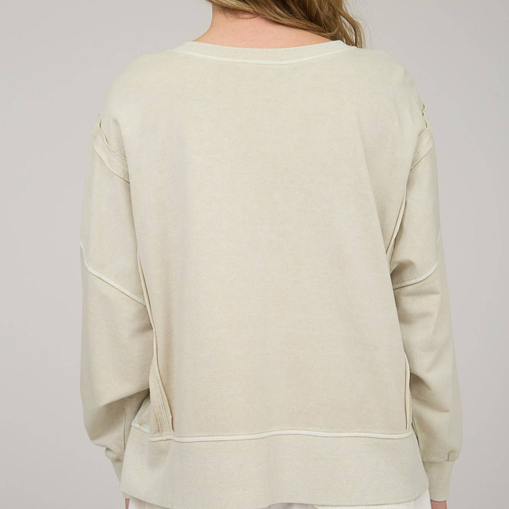 Washed Extended Shoulder Knit Top (2 colors) - 260 Broadway Boutique