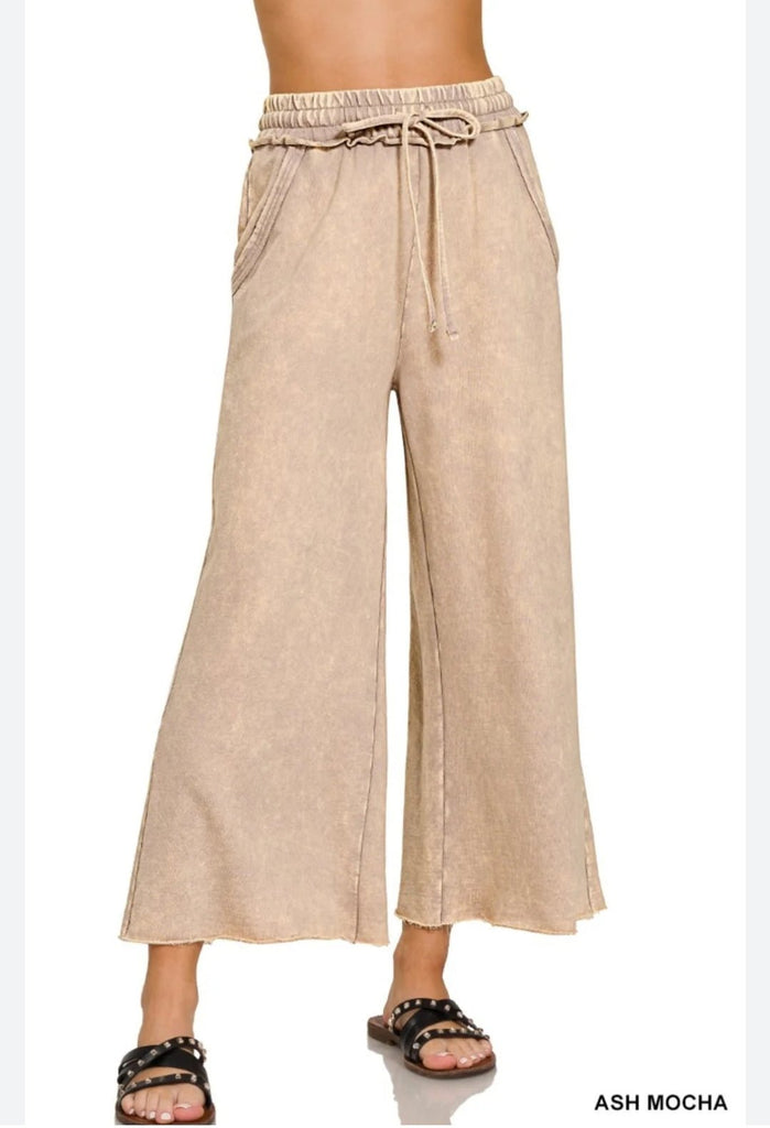 Washed French Terry Palazzo Pants - 260 Broadway Boutique