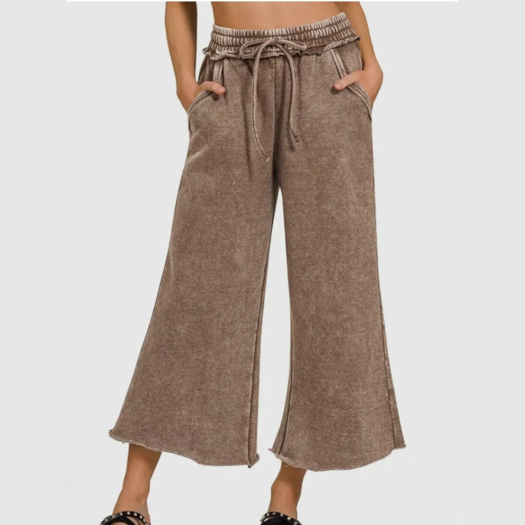 Washed French Terry Palazzo Pants - 260 Broadway Boutique