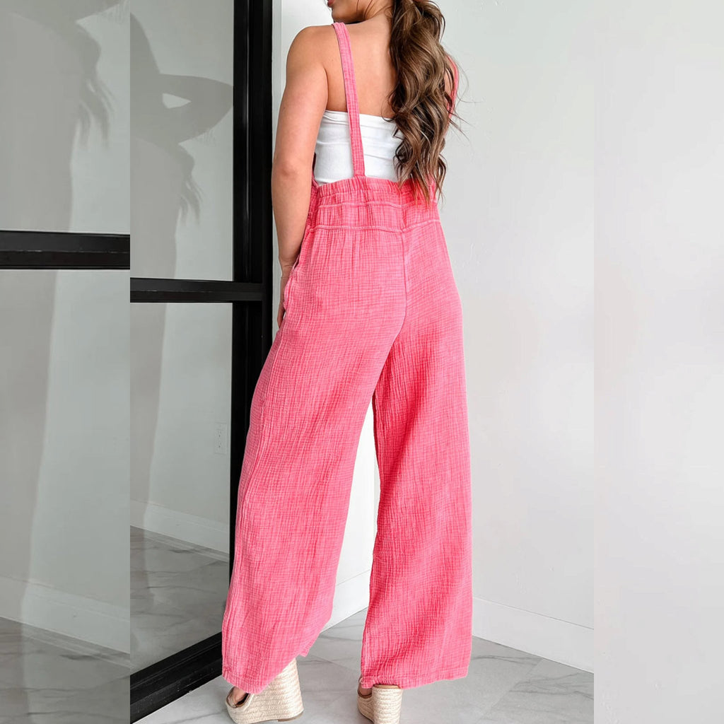 Washed Gauze Casual Comfy Overalls - 260 Broadway Boutique