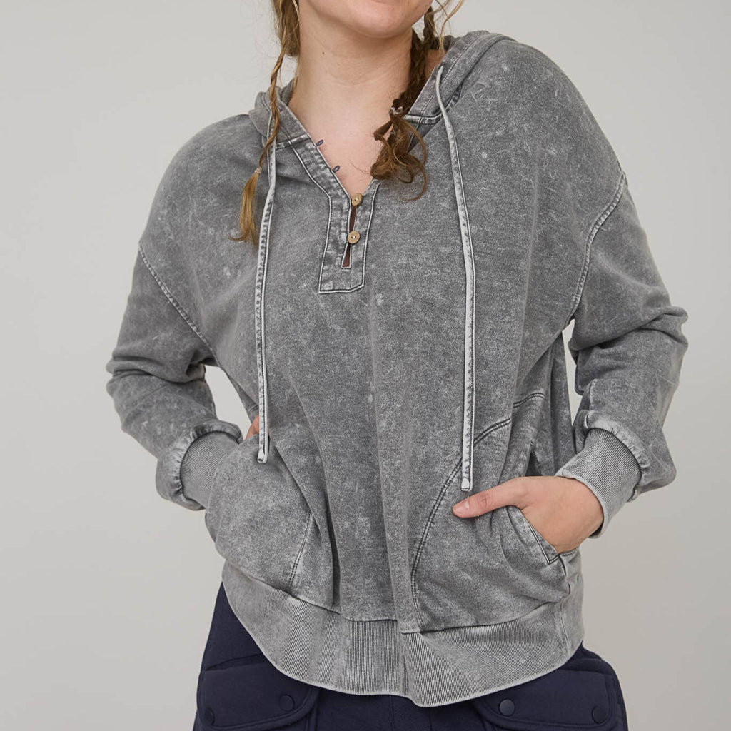 Washed Hooded Henly Knit Sweatshirt - 260 Broadway Boutique