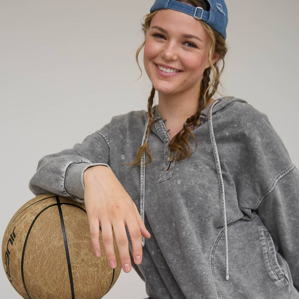 Washed Hooded Henly Knit Sweatshirt - 260 Broadway Boutique