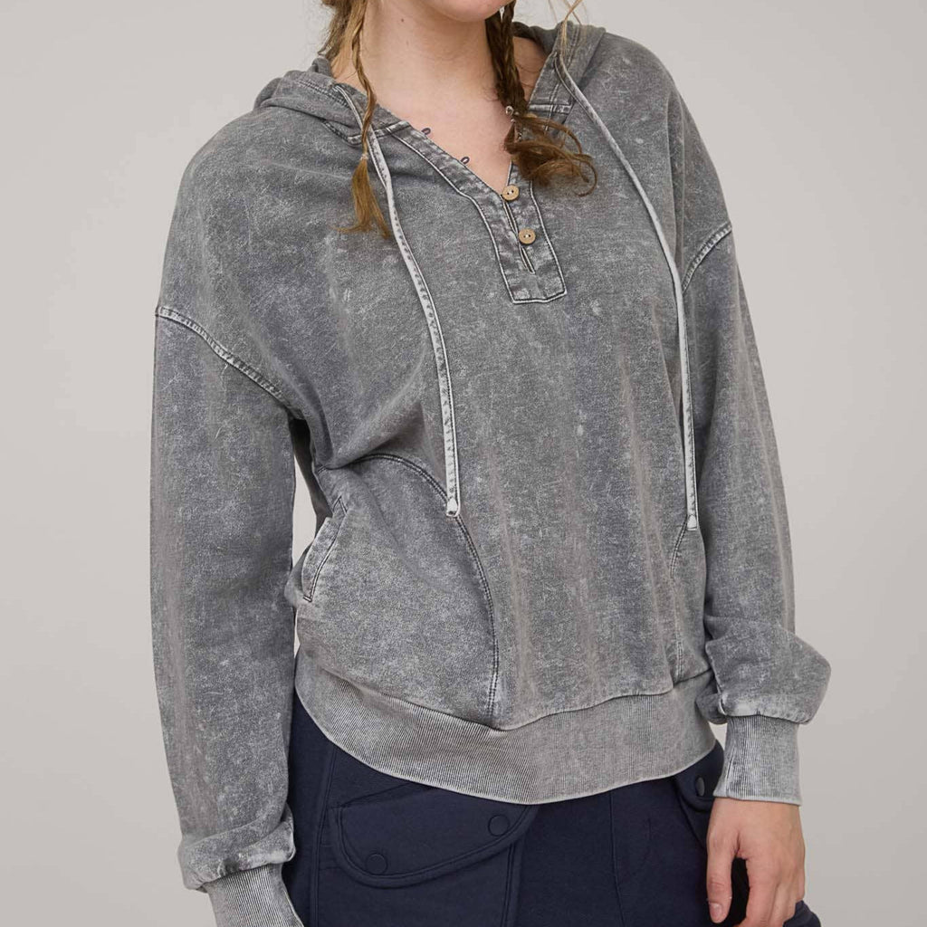 Washed Hooded Henly Knit Sweatshirt - 260 Broadway Boutique