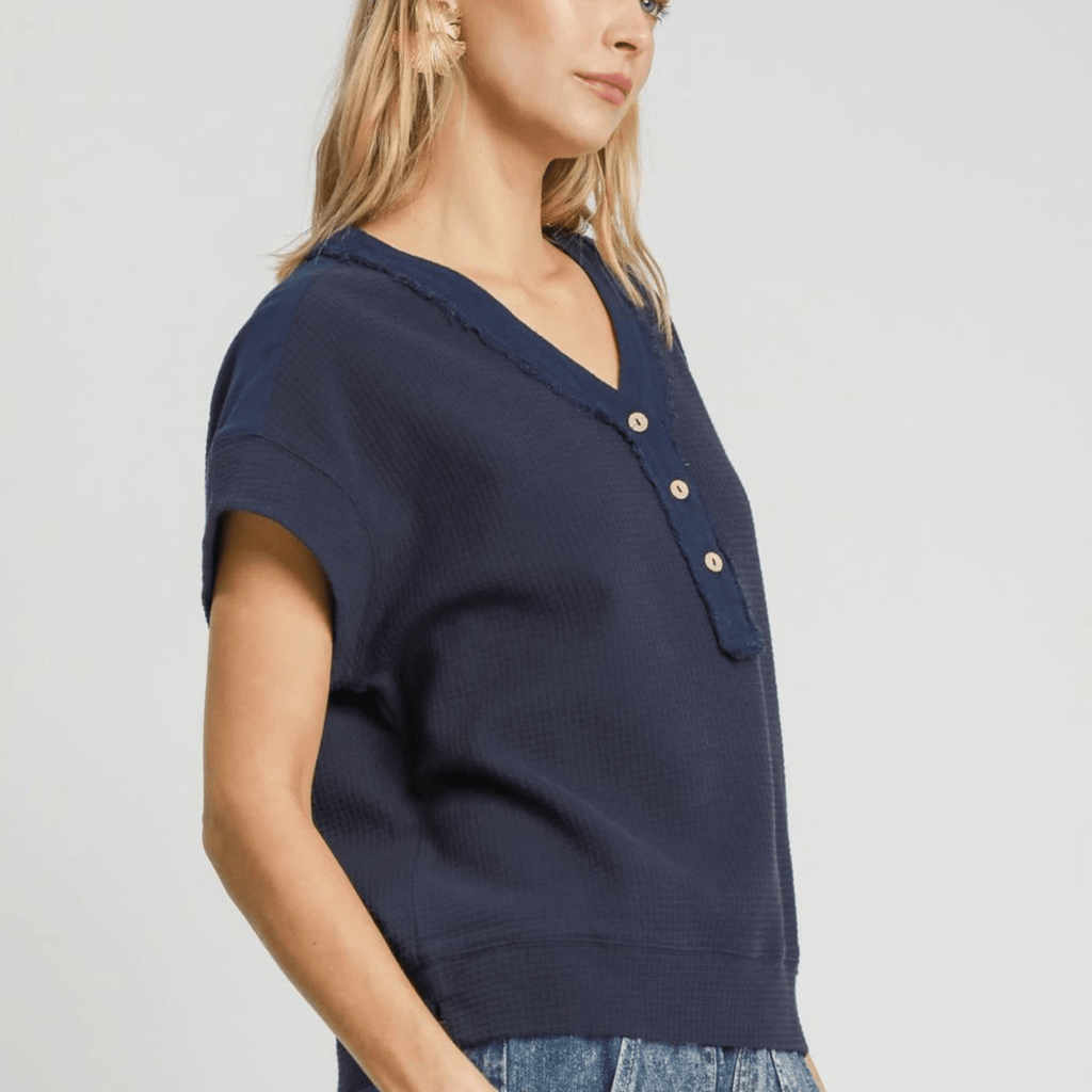 Washed Thermal Jacquard Top (2 Colors) - 260 Broadway Boutique