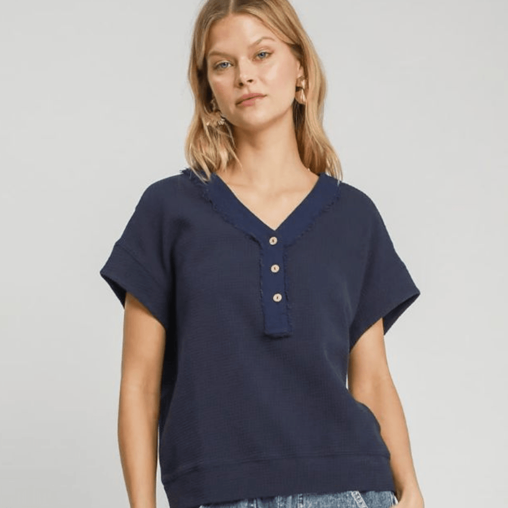 Washed Thermal Jacquard Top (2 Colors) - 260 Broadway Boutique
