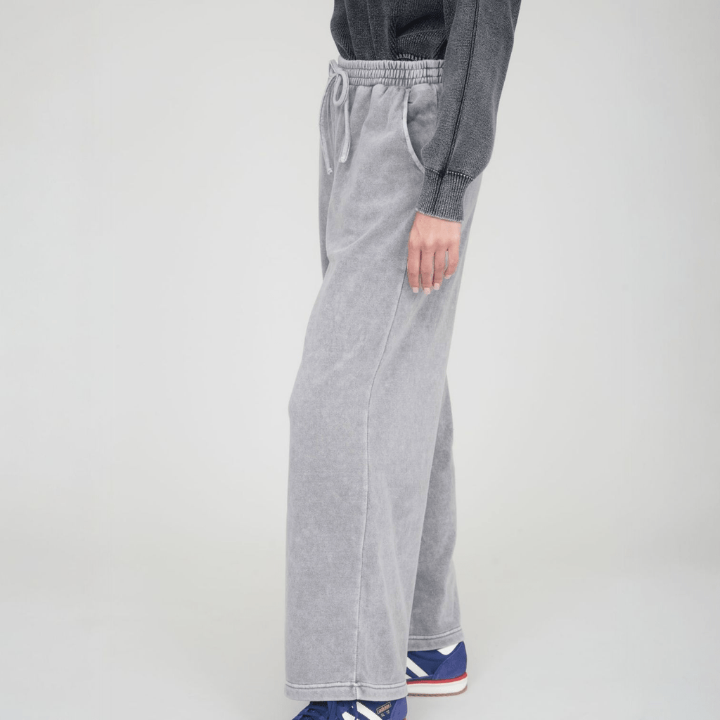 Washed Wide Leg Drawstring Lounge Pants - 260 Broadway Boutique