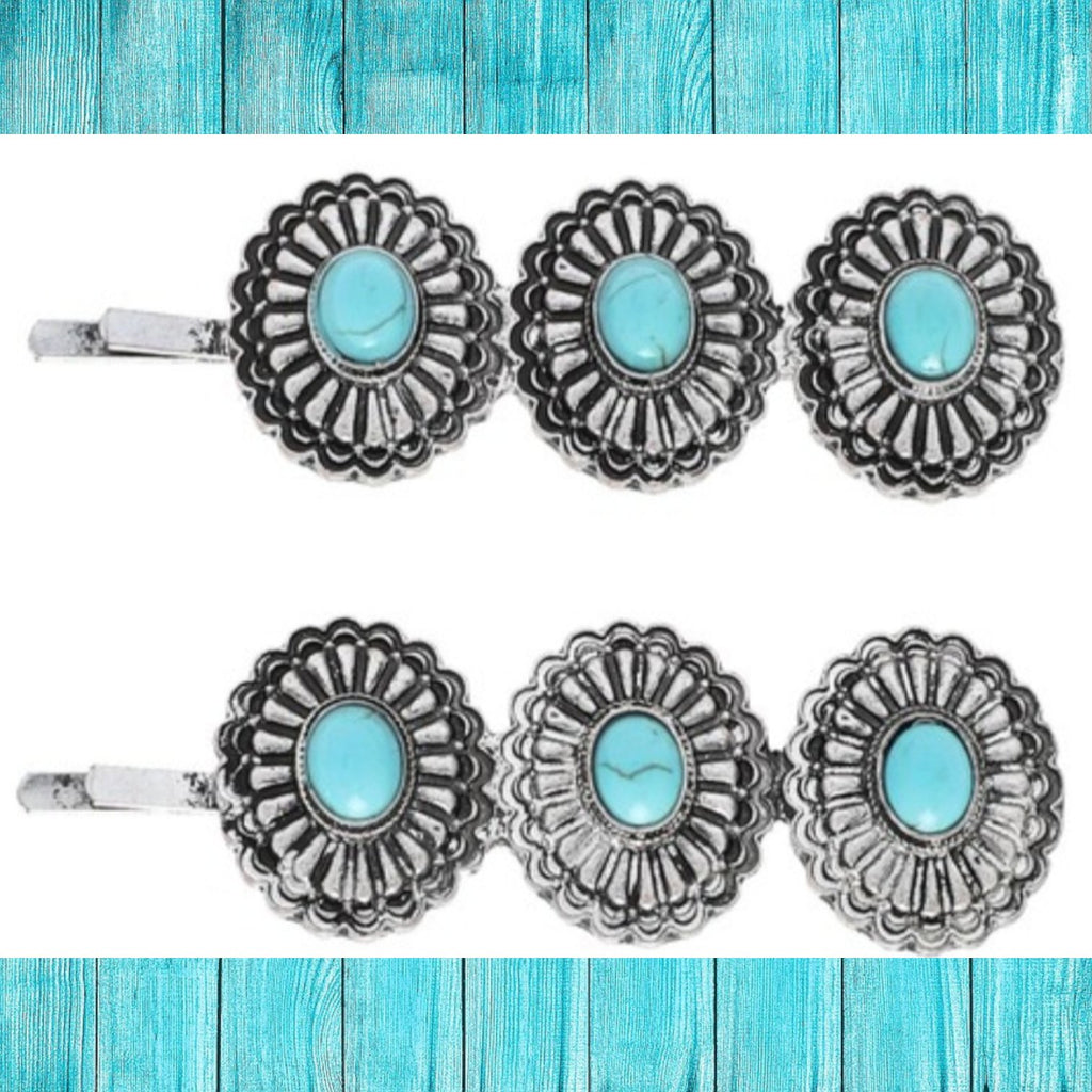 Western 2 - Piece Decorative Concho Hair Clip Set - 260 Broadway Boutique