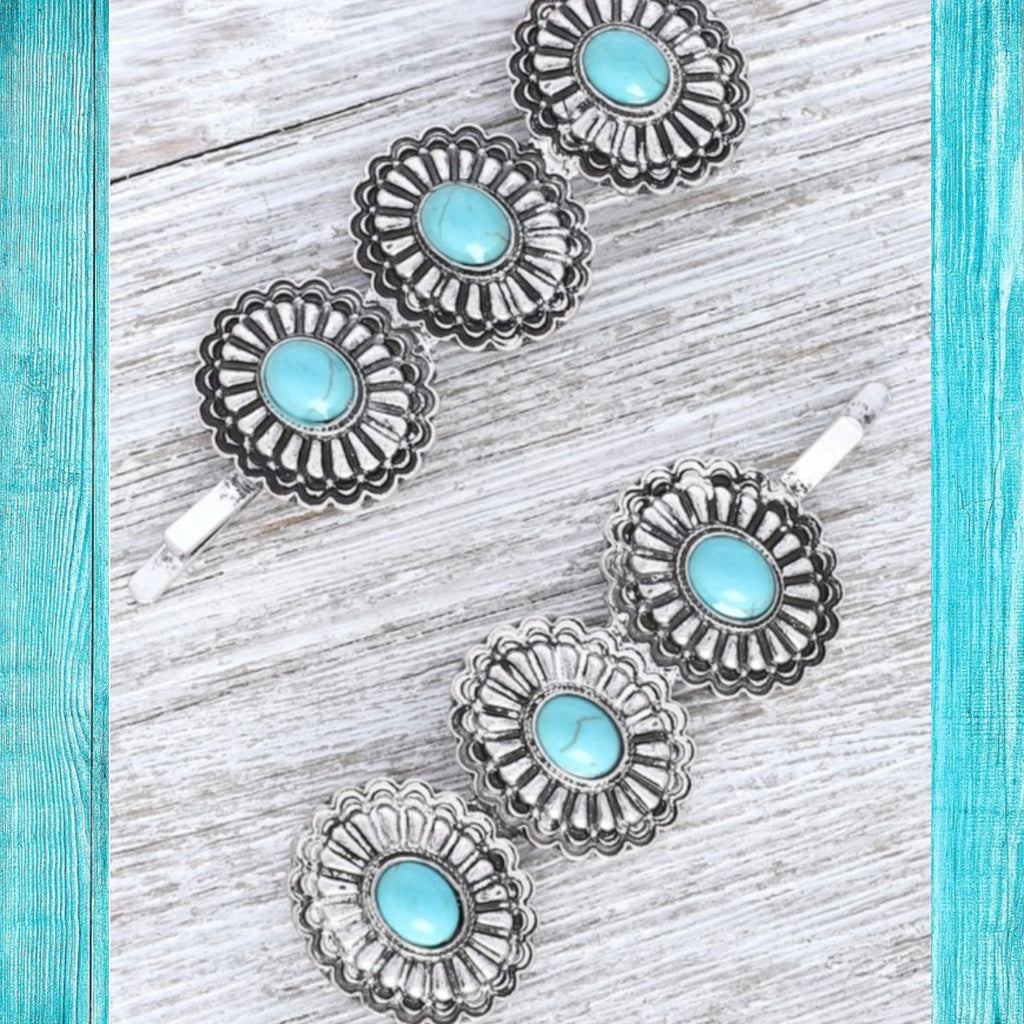 Western 2 - Piece Decorative Concho Hair Clip Set - 260 Broadway Boutique