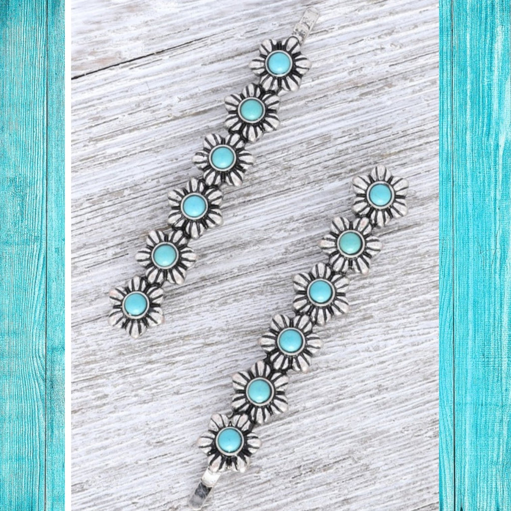 Western 2 - Piece Decorative Turquoise Hair Clip Set - 260 Broadway Boutique