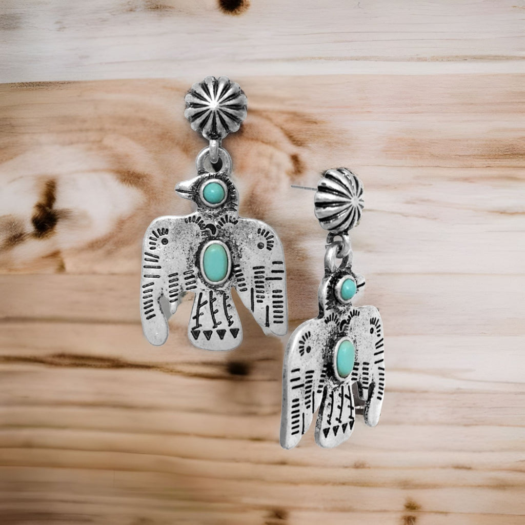 Western Concho Thunderbird Earrings - 260 Broadway Boutique