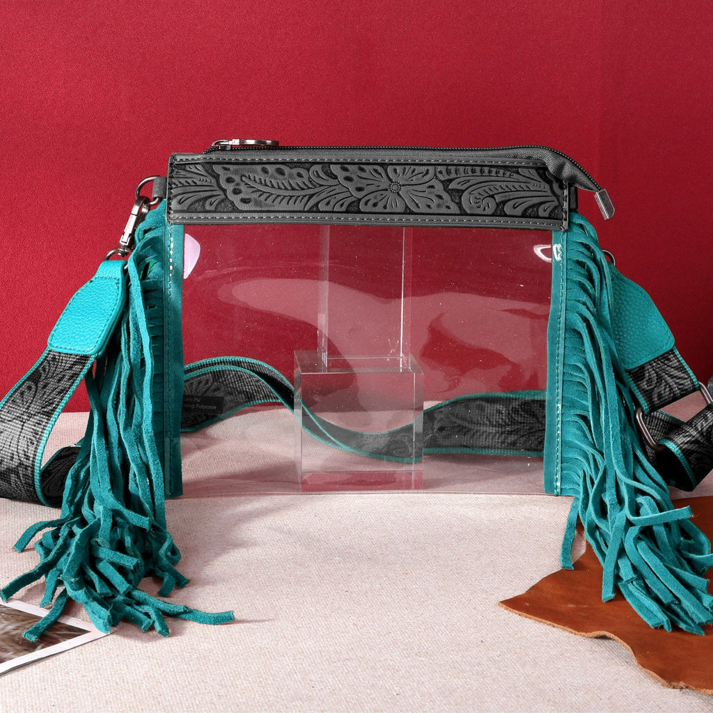 Western Fringe Stadium Clear Crossbody Bags (Multiple Colors) - 260 Broadway Boutique