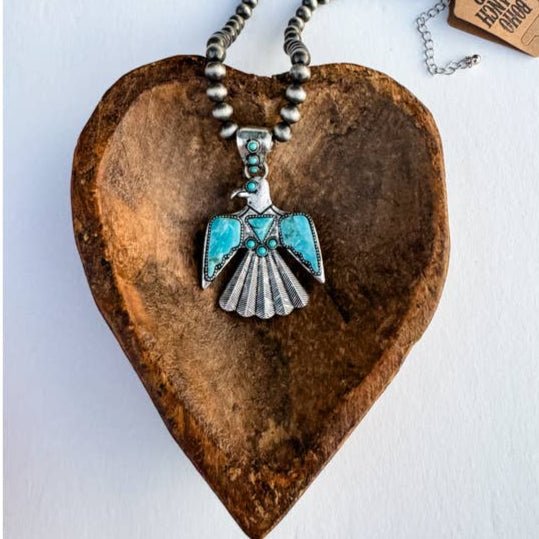 Western Navajo Turquoise Thunderbird Necklace - 260 Broadway Boutique