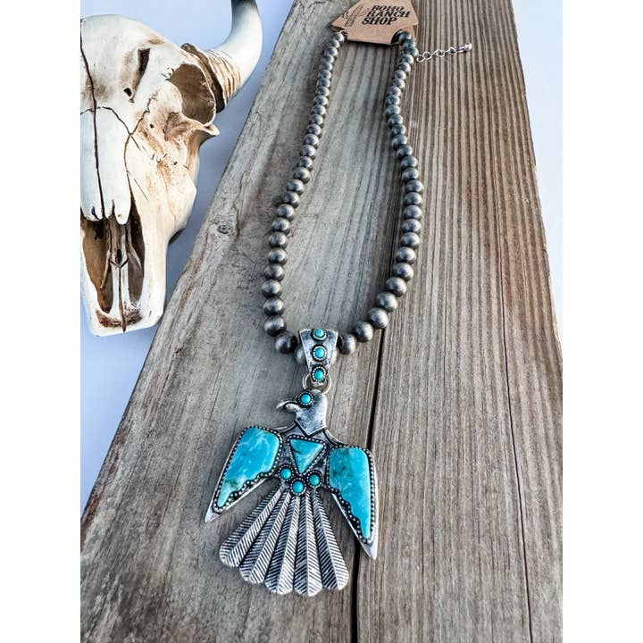 Western Navajo Turquoise Thunderbird Necklace - 260 Broadway Boutique