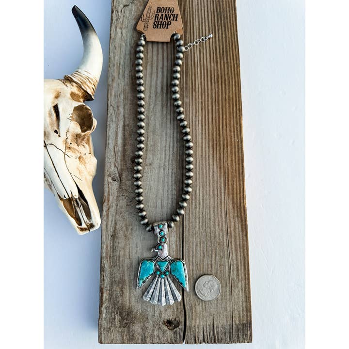 Western Navajo Turquoise Thunderbird Necklace - 260 Broadway Boutique