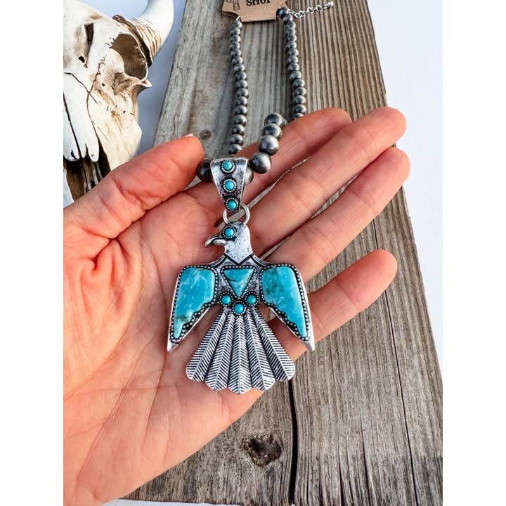 Western Navajo Turquoise Thunderbird Necklace - 260 Broadway Boutique