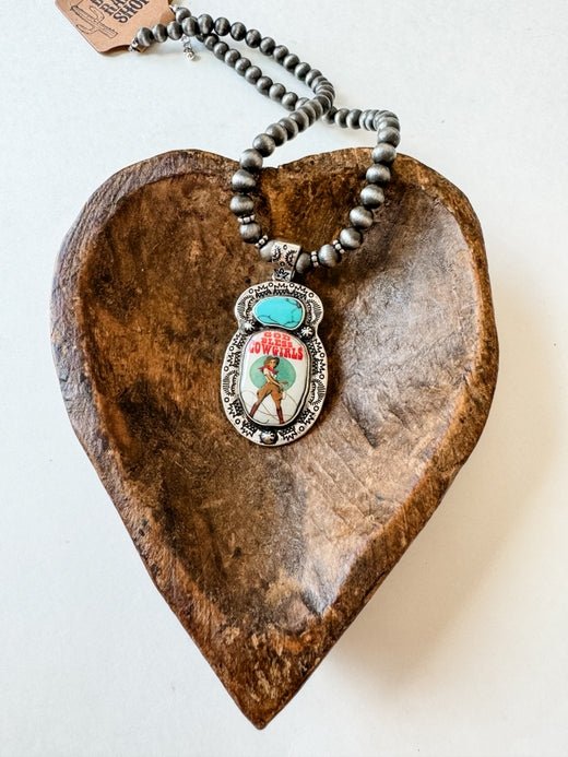 Western Print Pendant Necklace - Navajo Style Pearl Multiple Designs - 260 Broadway Boutique