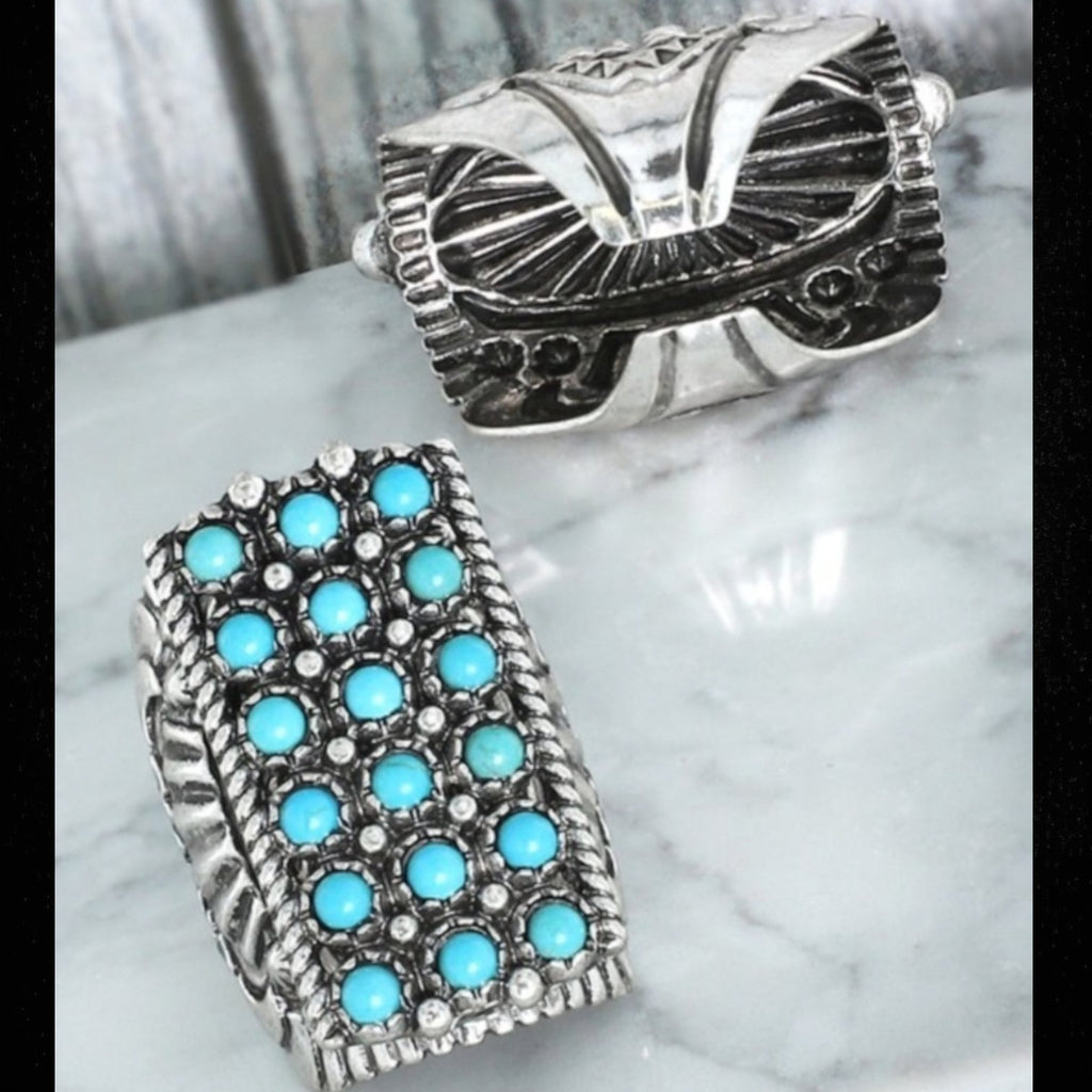 Western Turquoise Cuff Ring - 260 Broadway Boutique