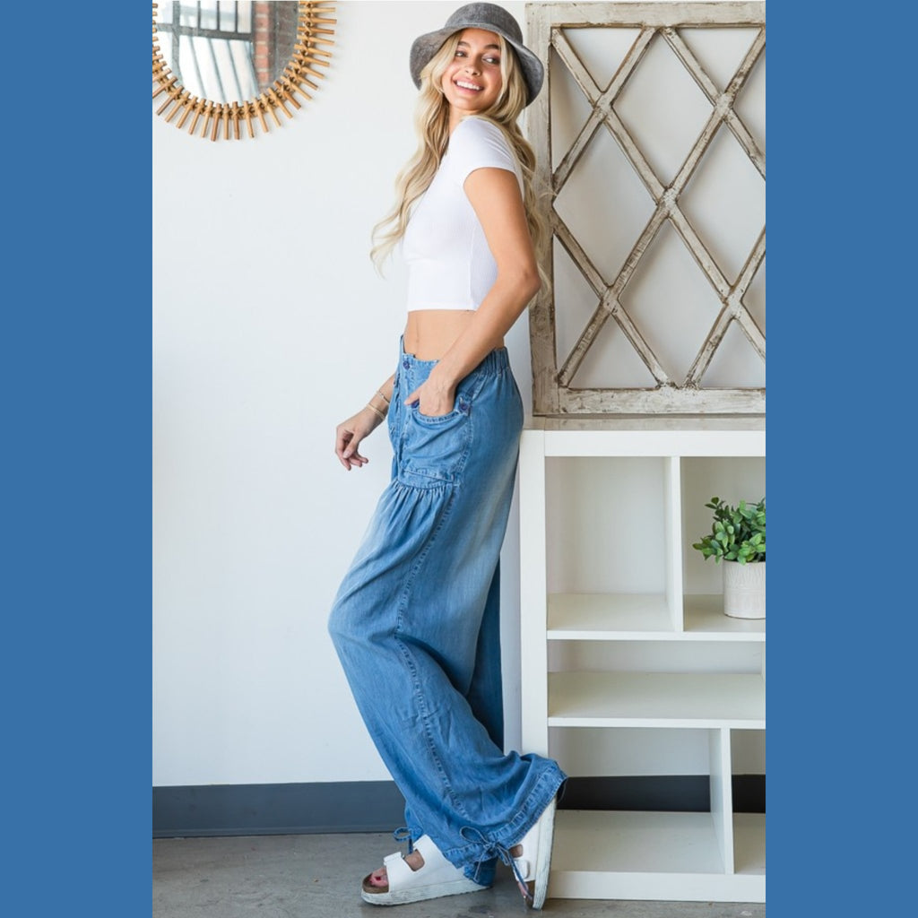 Wide Leg Tensel Pants - 260 Broadway Boutique