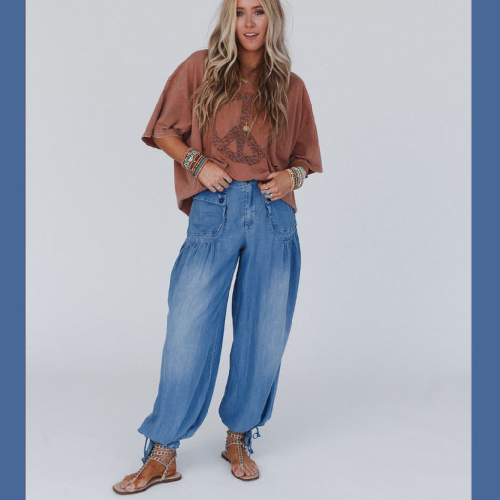 Wide Leg Tensel Pants - 260 Broadway Boutique