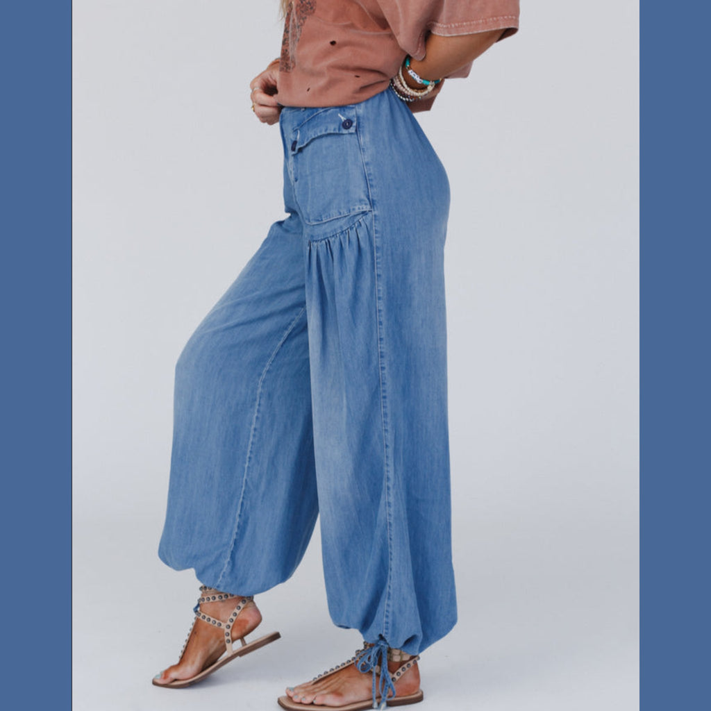 Wide Leg Tensel Pants - 260 Broadway Boutique