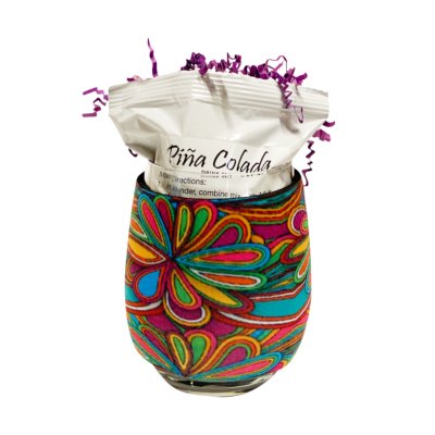 Wine - a - Rita Colorful Wine Huggie w/ Peach Bellini Drink Mix - 260 Broadway Boutique