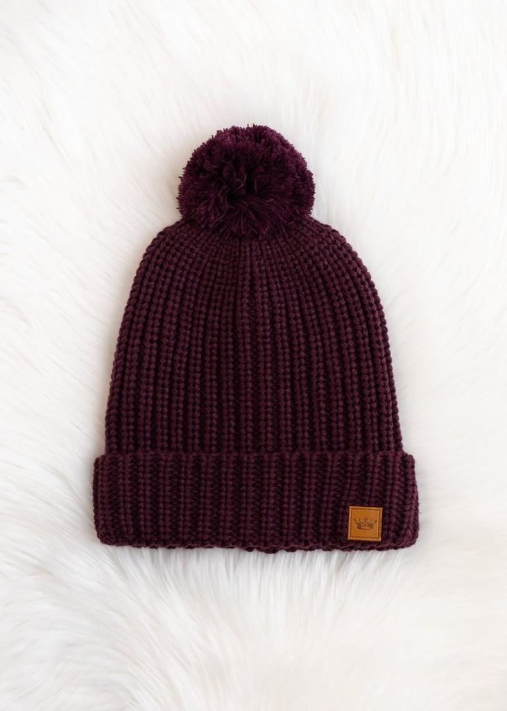 Wine Slouchy Knit Beanie - 260 Broadway Boutique