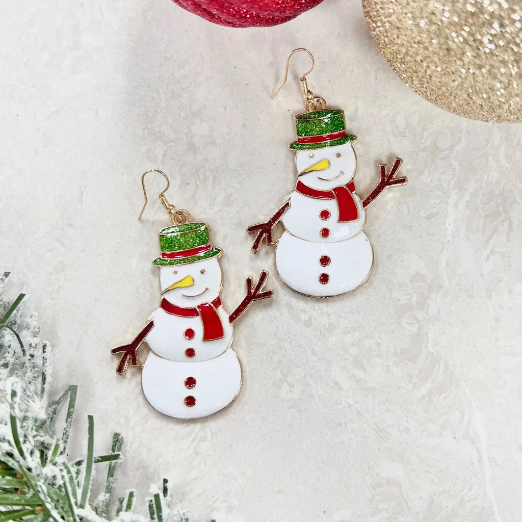 Winter Day Dream Gold Snowman Earrings - 260 Broadway Boutique