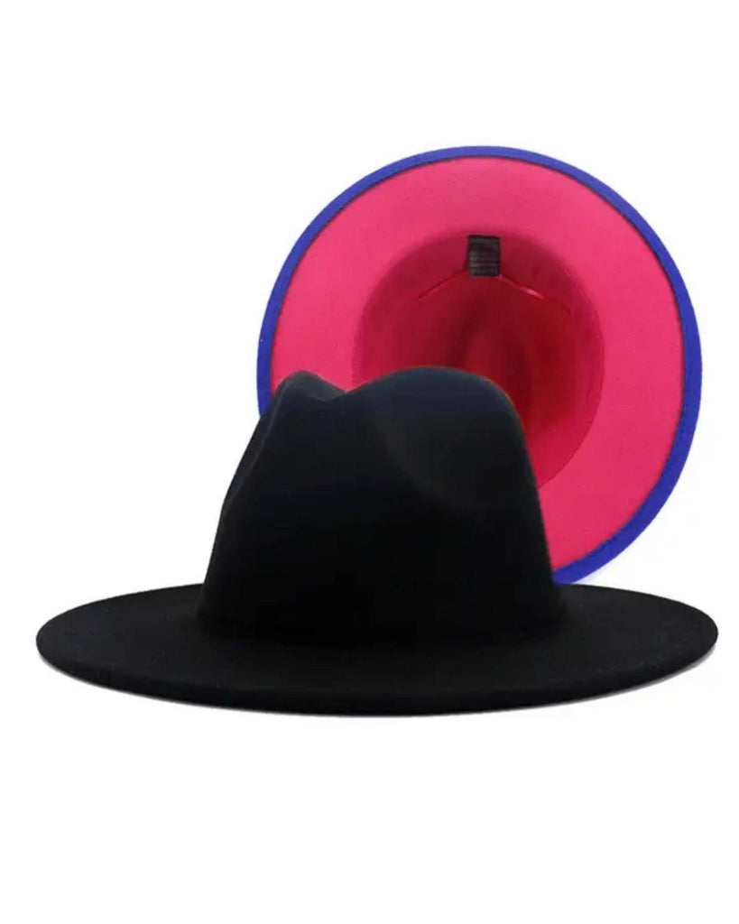 Women Double Sided Fedora Black/Hot Pink - 260 Broadway Boutique