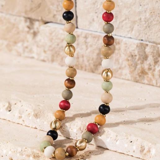 Wood and Metal Bead Necklace - 260 Broadway Boutique