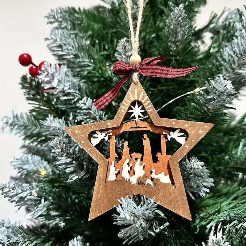 Wooden Star Nativity Ornament - 260 Broadway Boutique