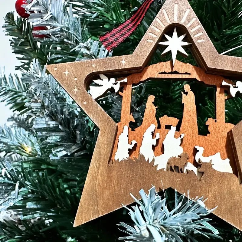 Wooden Star Nativity Ornament - 260 Broadway Boutique