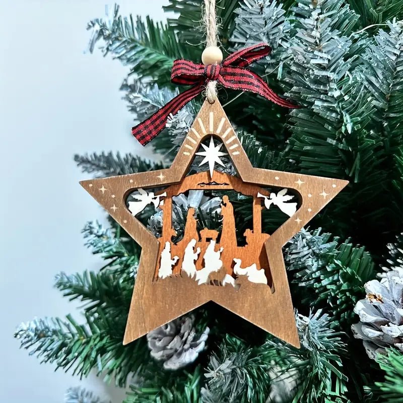 Wooden Star Nativity Ornament - 260 Broadway Boutique