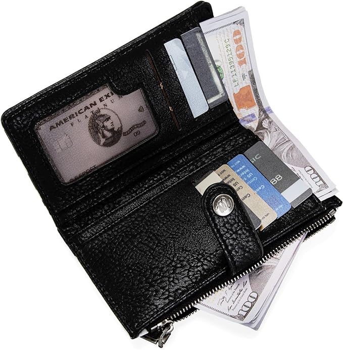 Wrangler Cow Print Bi - Fold Wallet - Black - 260 Broadway Boutique