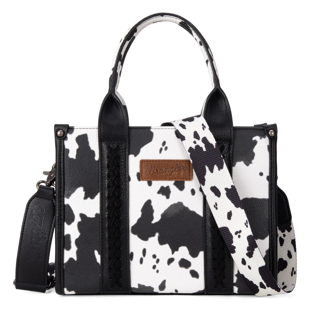 Wrangler Cow Print Concealed Carry Tote/Crossbody - Black - 260 Broadway Boutique