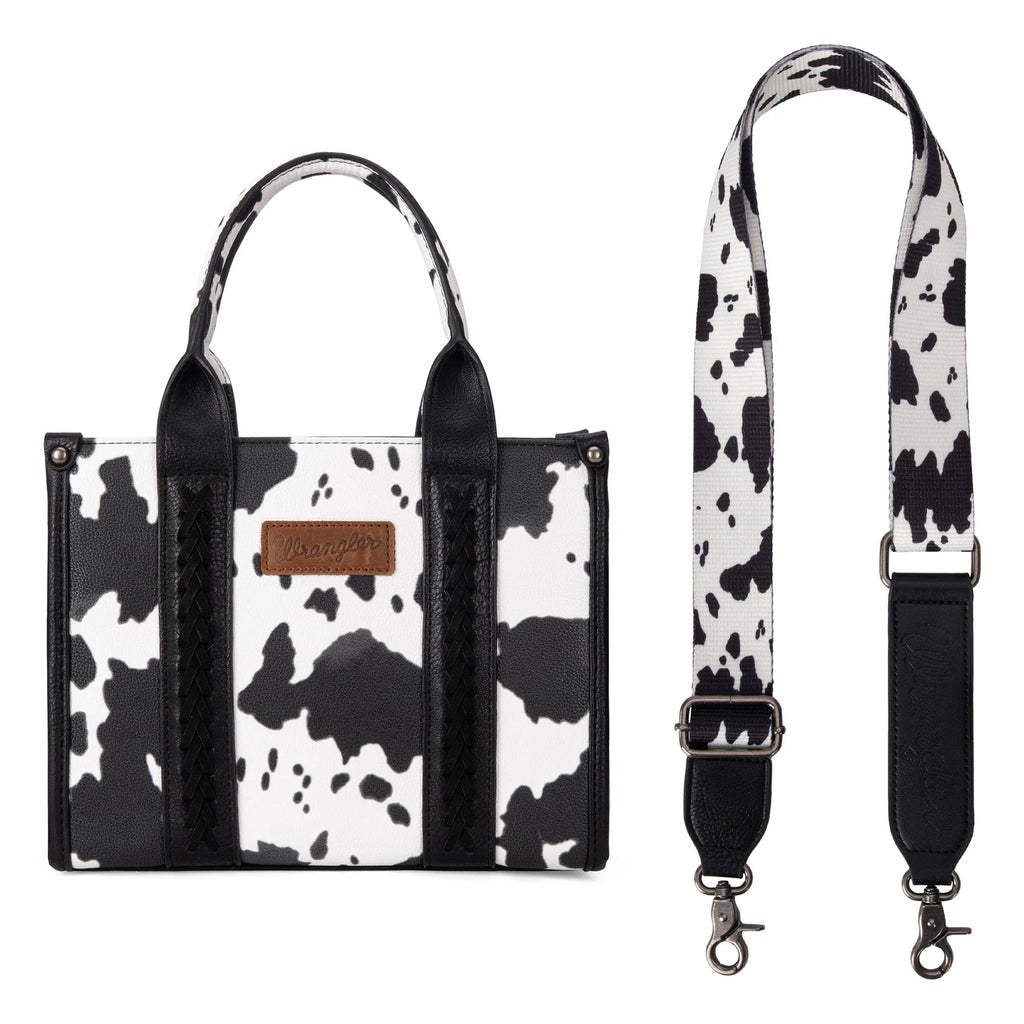 Wrangler Cow Print Concealed Carry Tote/Crossbody - Black - 260 Broadway Boutique