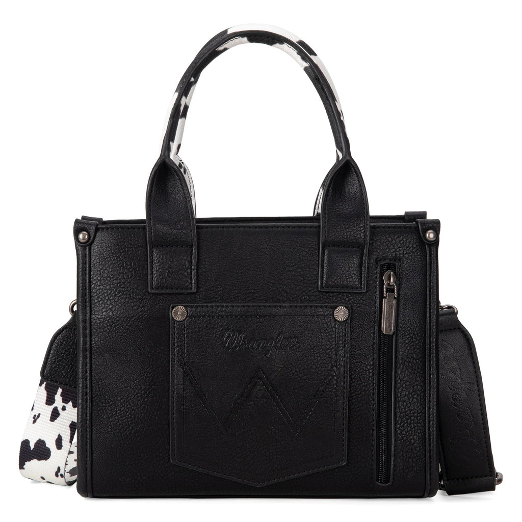 Wrangler Cow Print Concealed Carry Tote/Crossbody - Black - 260 Broadway Boutique