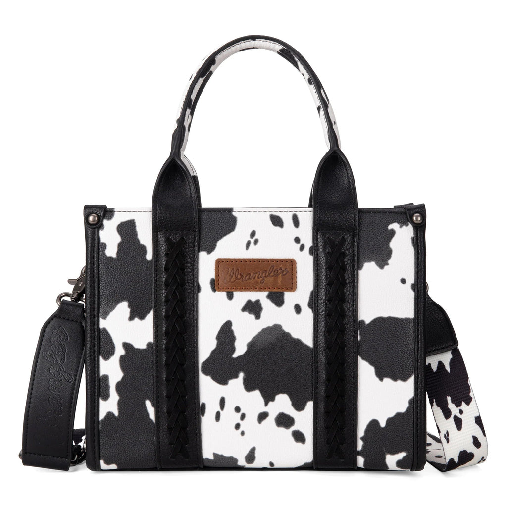 Wrangler Cow Print Concealed Carry Tote/Crossbody - Black - 260 Broadway Boutique