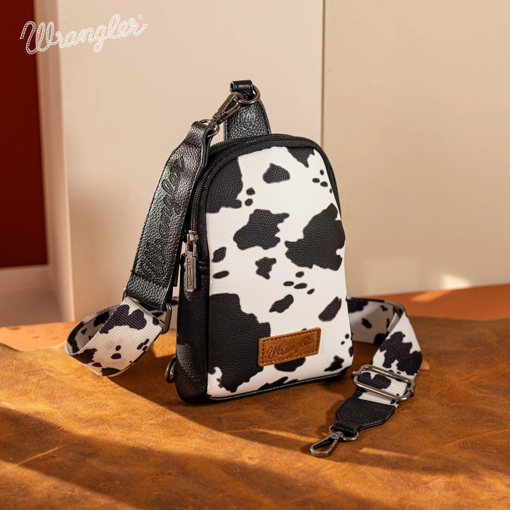 Wrangler Cow Print Crossbody Sling Chest Bag - 260 Broadway Boutique