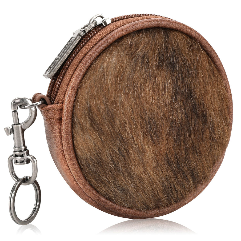 Wrangler Genuine Hair On Cowhide Circular Coin Pouch Bag Charm - 260 Broadway Boutique